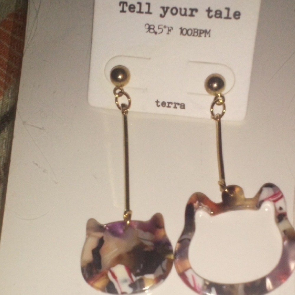 NWT!  Multicolor Cat Earrings